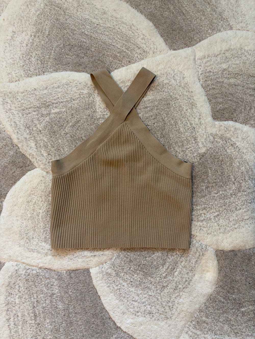 Forever 21 Olive Brown Ribbed Cross Sweater